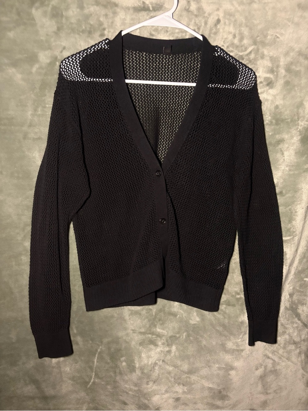 Uniqlo black open knit button-front cardigan